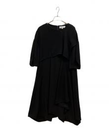 ENFOLD（エンフォルド）の古着「PEツイルアシンメトリードレス」｜ブラック