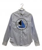 PRADAプラダ）の古着「ボートプリントストライプコットンBDシャツ　ボタンダウンシャツ」｜ブルー