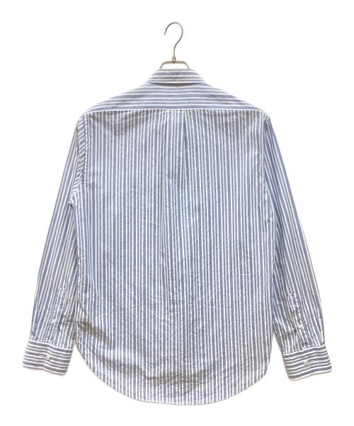 BURBERRY（バーバリー）BURBERRY (バーバリー) ロゴ刺繍ストライプシャツ ブルー サイズ:Lの古着・服飾アイテム