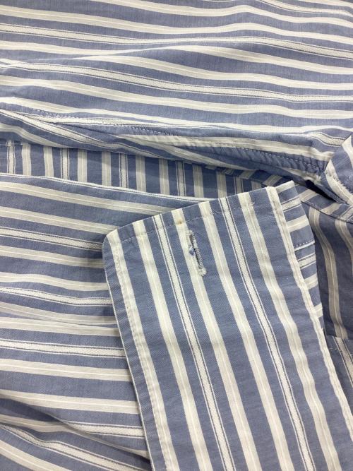 BURBERRY（バーバリー）BURBERRY (バーバリー) ロゴ刺繍ストライプシャツ ブルー サイズ:Lの古着・服飾アイテム