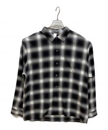 FRONT 11201（フロント 11201）の古着「オンブレチェックオープンカラーシャツ」｜ブラック