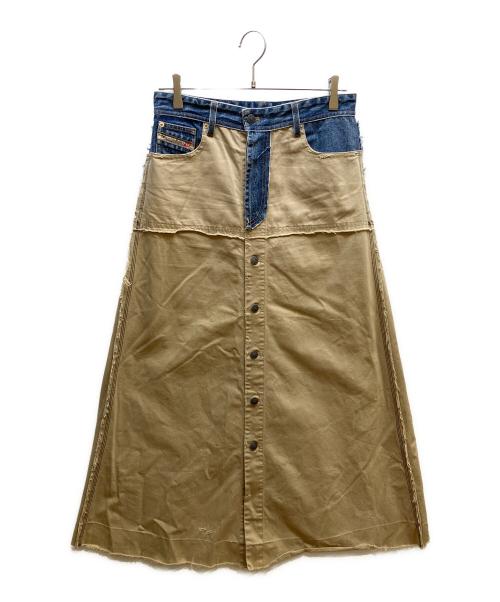 DIESEL（ディーゼル）DIESEL (ディーゼル) デニムミックスロングスカート ベージュ サイズ:27の古着・服飾アイテム