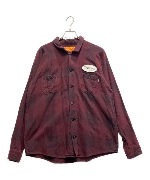 CHALLENGER（チャレンジャー）CHALLENGER (チャレンジャー) L/S PATCH CHECK SHIRT ボルドー サイズ:Lの古着・服飾アイテム