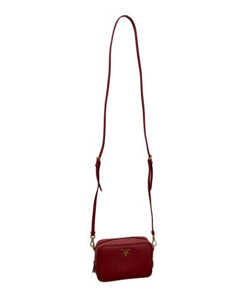 PRADA（プラダ）PRADA (プラダ) サフィアーノレザーミニショルダーバッグ レッドの古着・服飾アイテム