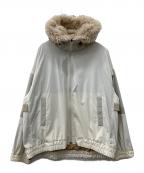 REMI RELIEFレミレリーフ）の古着「ナイロンストレッチワッシャーフードジャケット」｜ホワイト×ベージュ