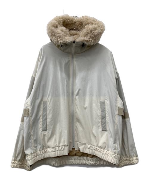 REMI RELIEF（レミレリーフ）REMI RELIEF (レミレリーフ) ナイロンストレッチワッシャーフードジャケット ホワイト×ベージュ サイズ:Sの古着・服飾アイテム