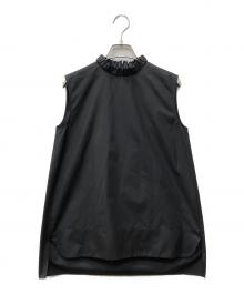 LOHEN（ローヘン）の古着「ギャザースタンドカラーブラウス」｜ブラック