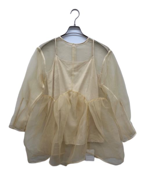 CADUNE（カデュネ）CADUNE (カデュネ) ビッグペプラムブラウス イエロー サイズ:36の古着・服飾アイテム