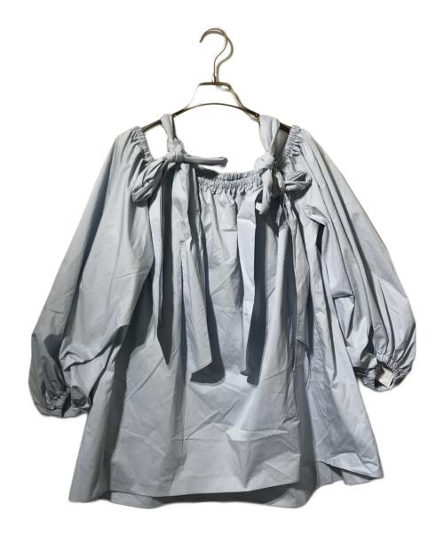styling/（スタイリング）styling/ (スタイリング) オフショルダーギャザーブラウス ライトブルー サイズ:Fの古着・服飾アイテム
