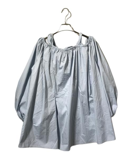 styling/（スタイリング）styling/ (スタイリング) オフショルダーギャザーブラウス ライトブルー サイズ:Fの古着・服飾アイテム