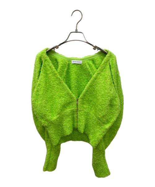 MAISON SPECIAL（メゾンスペシャル）MAISON SPECIAL (メゾンスペシャル) スラッシュVネックカーディガン 黄緑 サイズ:FREEの古着・服飾アイテム