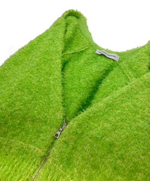 MAISON SPECIAL（メゾンスペシャル）MAISON SPECIAL (メゾンスペシャル) スラッシュVネックカーディガン 黄緑 サイズ:FREEの古着・服飾アイテム