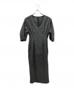 VERMEIL par ienaヴェルメイユ パー イエナ）の古着「P/RY ツイルウエストシェイプパフスリーブワンピース」｜グレー
