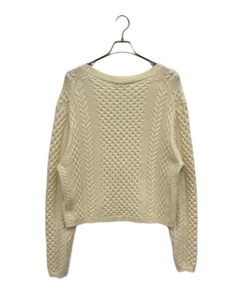 NKNIT（ンニット）NKNIT (ンニット) deep V cable KNIT アイボリーの古着・服飾アイテム