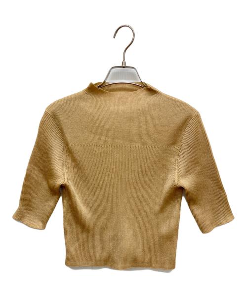 MIESROHE（ミースロエ）MIESROHE (ミースロエ) デザインRIBハーフスリーブラメニット　半袖ニット ベージュ サイズ:FREEの古着・服飾アイテム