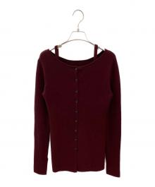 CLANE（クラネ）の古着「BUSTIER SET BOAT NECK KNIT CARDIGAN」｜ボルドー