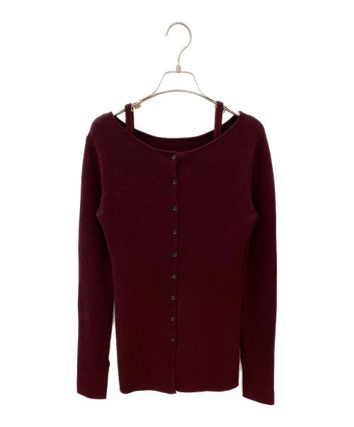 CLANE（クラネ）CLANE (クラネ) BUSTIER SET BOAT NECK KNIT CARDIGAN ボルドー サイズ:1の古着・服飾アイテム