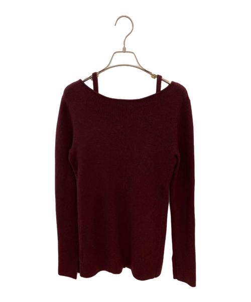 CLANE（クラネ）CLANE (クラネ) BUSTIER SET BOAT NECK KNIT CARDIGAN ボルドー サイズ:1の古着・服飾アイテム