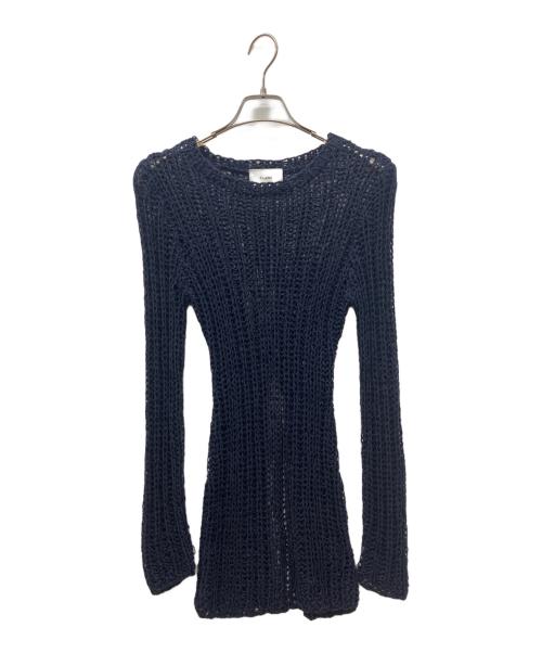 CLANE（クラネ）CLANE (クラネ) BACK SLIT CROCHET KNIT ネイビー サイズ:Fの古着・服飾アイテム