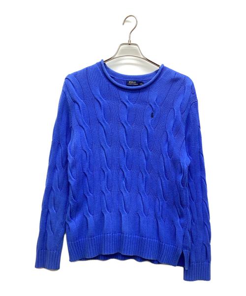 POLO RALPH LAUREN（ポロ・ラルフローレン）POLO RALPH LAUREN (ポロ・ラルフローレン) ロールネックケーブルニット ブルー サイズ:Mの古着・服飾アイテム