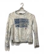 POLO RALPH LAURENポロ・ラルフローレン）の古着「星条旗 ケーブルニット」｜ホワイト×ブルー