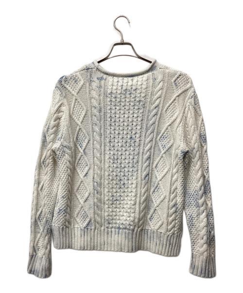 POLO RALPH LAUREN（ポロ・ラルフローレン）POLO RALPH LAUREN (ポロ・ラルフローレン) 星条旗 ケーブルニット ホワイト×ブルー サイズ:Mの古着・服飾アイテム