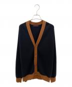 CABANキャバン）の古着「コットンカシミヤ バイカラーVネックカーディガン」｜ブラック×ブラウン