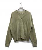 AURALEEオーラリー）の古着「FRENCH MERINO RIB KNIT CARDIGAN」｜黄緑