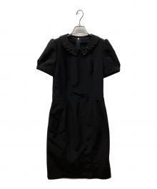 FOXEY NEWYORK（フォクシーニューヨーク）の古着「ビジュー襟付ワンピース」｜ブラック