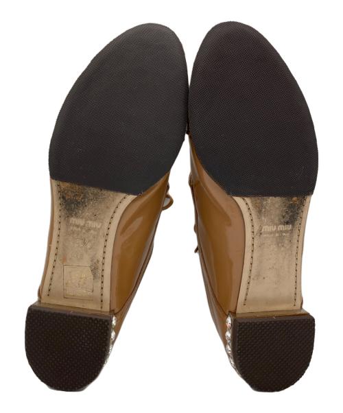 MIU MIU（ミュウミュウ）MIU MIU (ミュウミュウ) ストレートチップシューズ ラインストーン ドレスシューズ ブラウン サイズ:38 1/2の古着・服飾アイテム