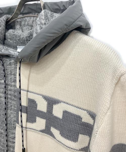 P.M.D.S.（ピーエムディーエス）P.M.D.S. (ピーエムディーエス) 切替ニットパーカー グレー×ホワイト サイズ:Lの古着・服飾アイテム