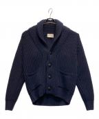 Mc Gergeマックジョージ）の古着「ウールカシミヤローゲージリブ編みショールカラーニットカーディガン」｜ネイビー