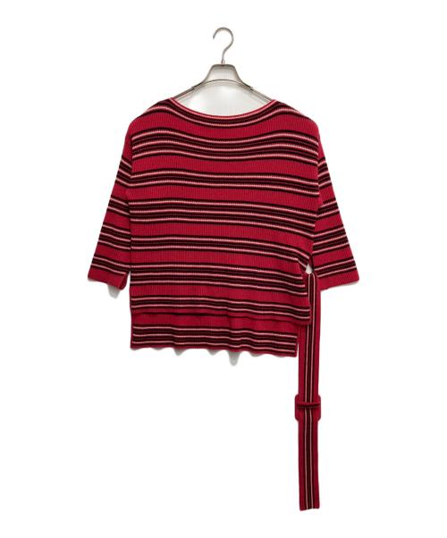 FENDI（フェンディ）FENDI (フェンディ) ウールカシミヤベルト付ボーダーニット ピンク サイズ:40の古着・服飾アイテム