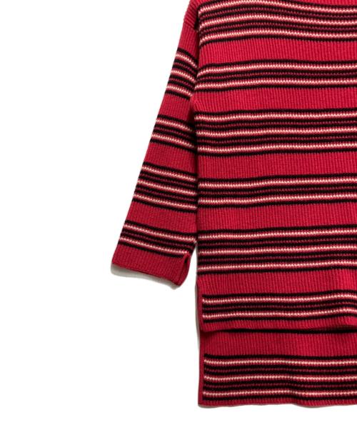 FENDI（フェンディ）FENDI (フェンディ) ウールカシミヤベルト付ボーダーニット ピンク サイズ:40の古着・服飾アイテム