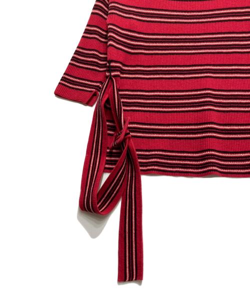 FENDI（フェンディ）FENDI (フェンディ) ウールカシミヤベルト付ボーダーニット ピンク サイズ:40の古着・服飾アイテム