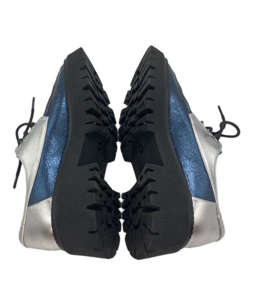 GEMMA LINN（ジェマ リン）GEMMA LINN (ジェマ リン) ボリュームソールレースアップシューズ グリーン×シルバー サイズ:36の古着・服飾アイテム