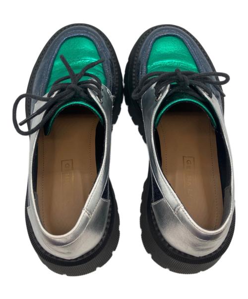 GEMMA LINN（ジェマ リン）GEMMA LINN (ジェマ リン) ボリュームソールレースアップシューズ グリーン×シルバー サイズ:36の古着・服飾アイテム