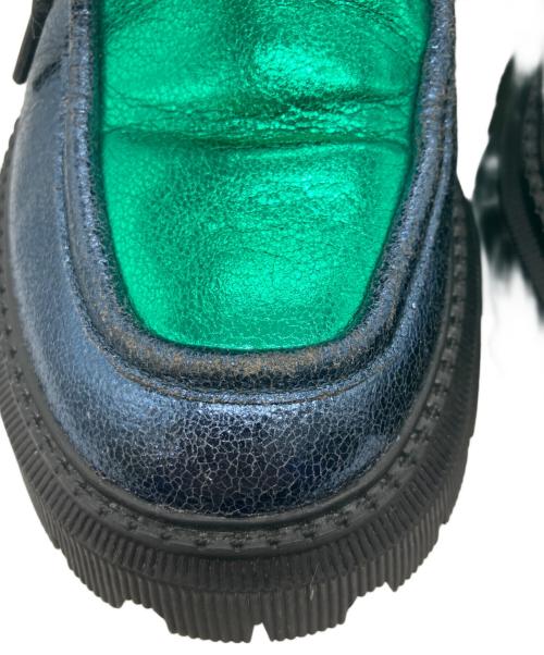 GEMMA LINN（ジェマ リン）GEMMA LINN (ジェマ リン) ボリュームソールレースアップシューズ グリーン×シルバー サイズ:36の古着・服飾アイテム