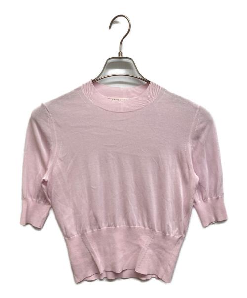 ESTNATION（エストネーション）ESTNATION (エストネーション) クルーネックハーフスリーブニット ライトピンク サイズ:Freeの古着・服飾アイテム