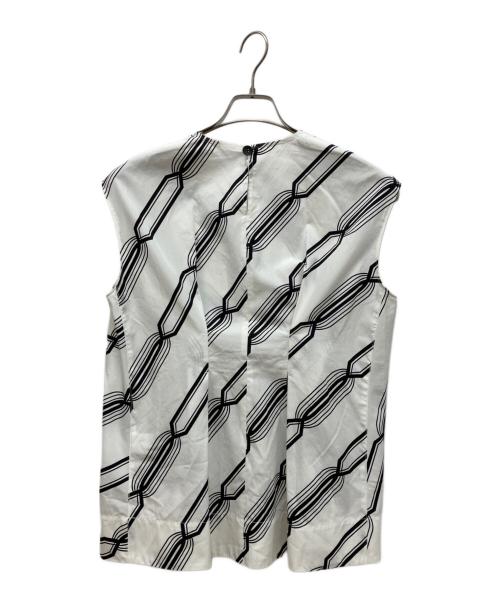 DES PRES（デ プレ）DES PRES (デ プレ) モノトーンプリント フロントアジャストブラウス ホワイト サイズ:FREEの古着・服飾アイテム