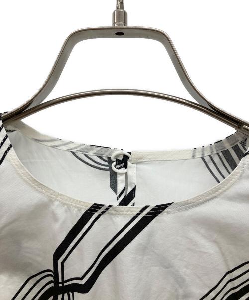 DES PRES（デ プレ）DES PRES (デ プレ) モノトーンプリント フロントアジャストブラウス ホワイト サイズ:FREEの古着・服飾アイテム