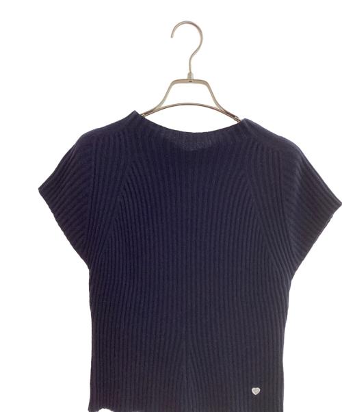 the Barnnet（ザ バーネット）the Barnnet (ザ バーネット) Lotus Cap Sleeve Knit Top ネイビー サイズ:表記なしの古着・服飾アイテム