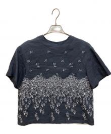 mina perhonen（ミナ ペルホネン）の古着「forest to bird 刺繍ブラウス」｜チャコールグレー