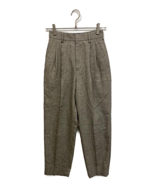 qualite（カリテ）qualite (カリテ) ラメリネンタックパンツ グレー サイズ:34の古着・服飾アイテム
