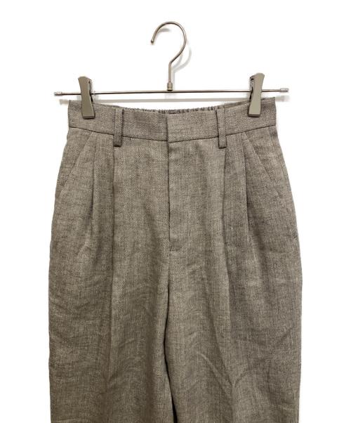 qualite（カリテ）qualite (カリテ) ラメリネンタックパンツ グレー サイズ:34の古着・服飾アイテム