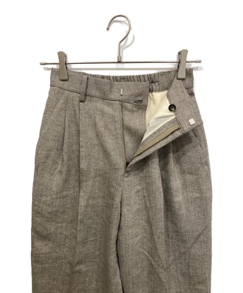 qualite（カリテ）qualite (カリテ) ラメリネンタックパンツ グレー サイズ:34の古着・服飾アイテム