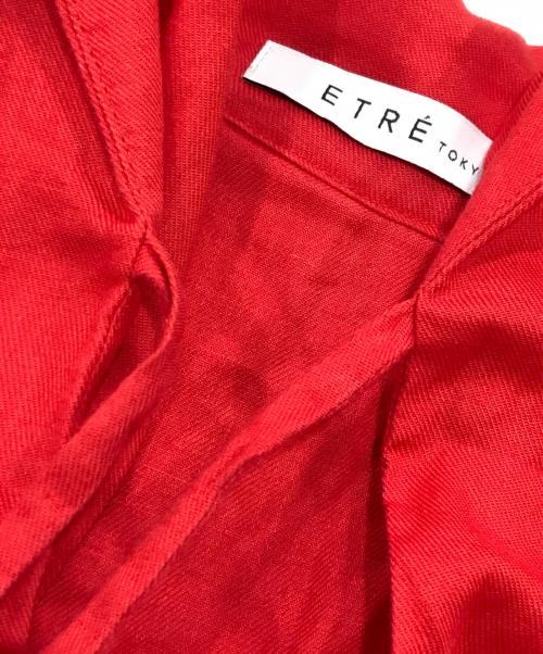 ETRE TOKYO（エトレトウキョウ）ETRE TOKYO (エトレトウキョウ) コットンリネンボリュームワンピース レッド サイズ:Fの古着・服飾アイテム