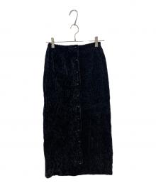 ISSEY MIYAKE（イッセイミヤケ）の古着「ベロアプリーツロングスカート」｜ブラック