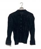 ISSEY MIYAKEイッセイミヤケ）の古着「ベロアプリーツシャツ」｜ブラック