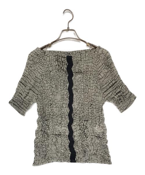 ISSEY MIYAKE（イッセイミヤケ）ISSEY MIYAKE (イッセイミヤケ) 総柄プリーツブラウス グレー サイズ:Lの古着・服飾アイテム